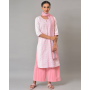 AURELIA Printed Straight Pink white Kurta Suit Set