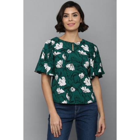 Allen Solly Women Green Print Casual Top