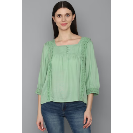 Allen Solly Women Green Solid Casual Top