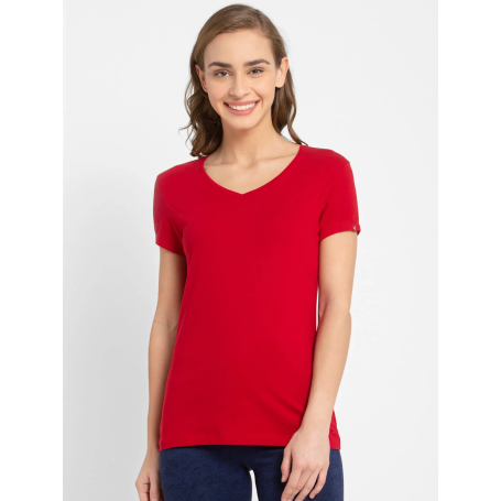 Jockey Regular Fit Solid Red V Neck T-Shirt