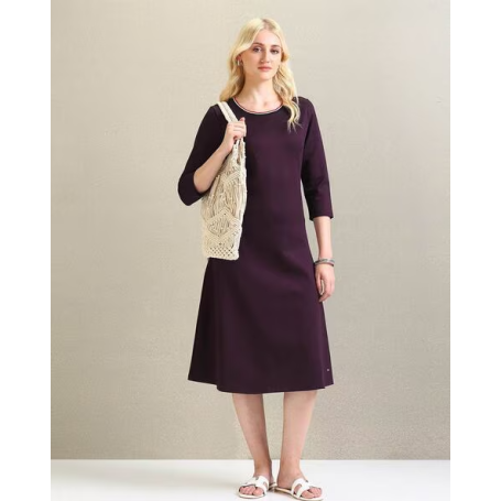 U.S. POLO ASSN. Women Ponte Roma Round-Neck A-Line Dress